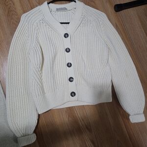 Everlane Cropped Textured Cardigan